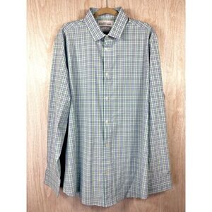 Mizzen+Main Leeward Shirt Mens XXL Trim Fit Plaid Performance Stretch